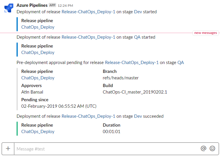 Приложение Azure Pipelines для Slack.