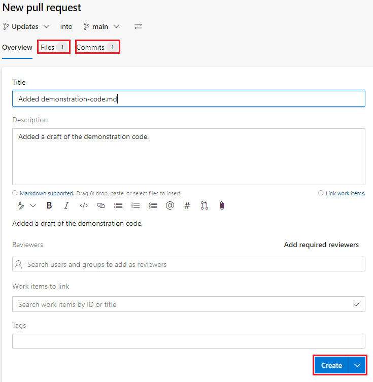 Создание запроса на вытягивание для проверки и слияния кода - Azure Repos |  Microsoft Learn