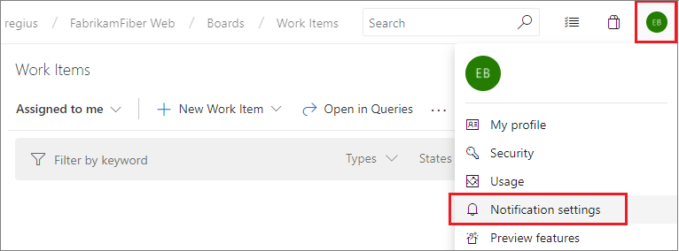 Снимок экрана: параметры личного уведомления.