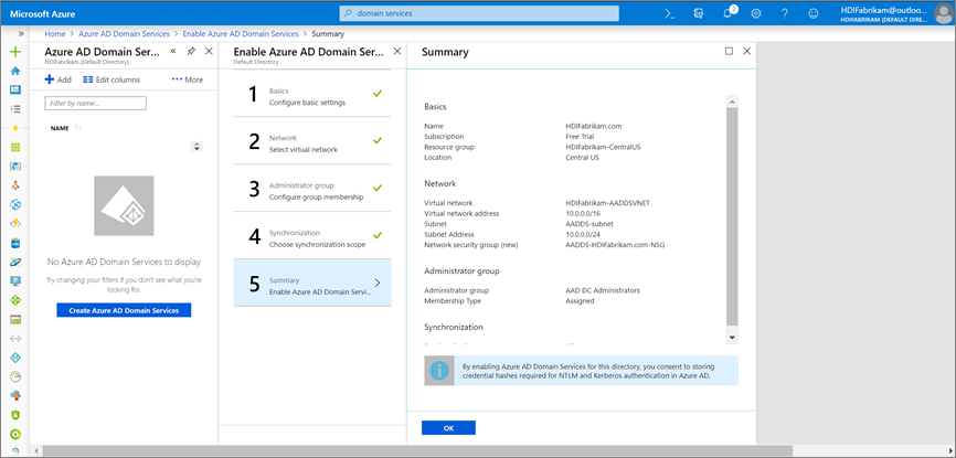 Enable Microsoft Entra Domain Services.