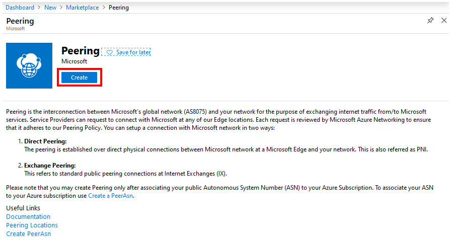 Create Peering