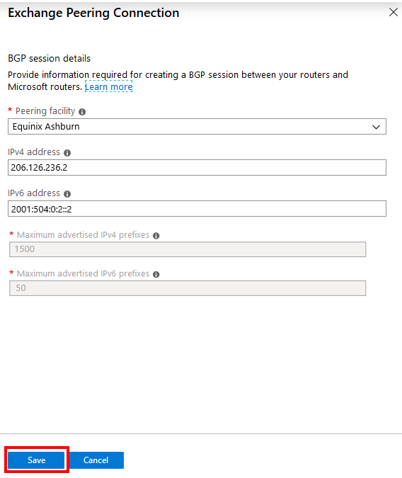 Peering connection modifications