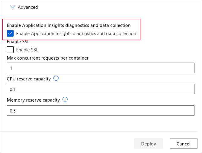 Включение Application Insights