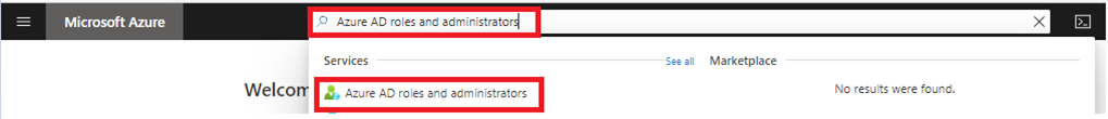 Screenshot showing how to search for Microsoft Entra roles and administrators.