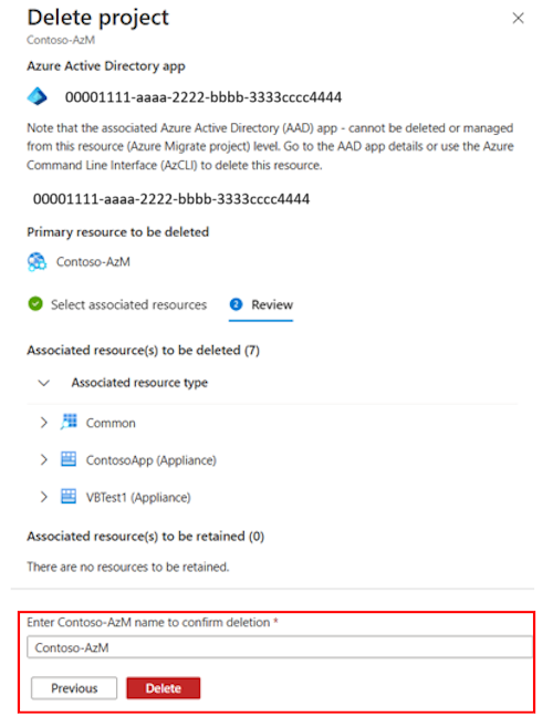 Откроется окно для просмотра и удаления проекта.
