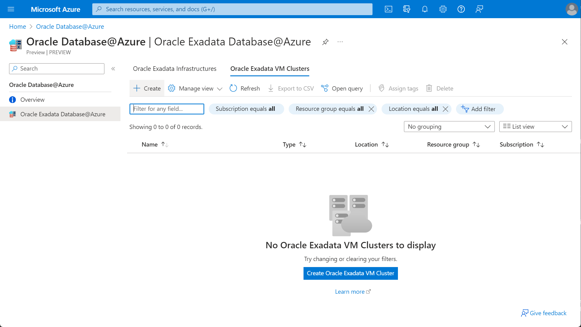 Подготовка Database@Azure Oracle и управление ими | Microsoft Learn