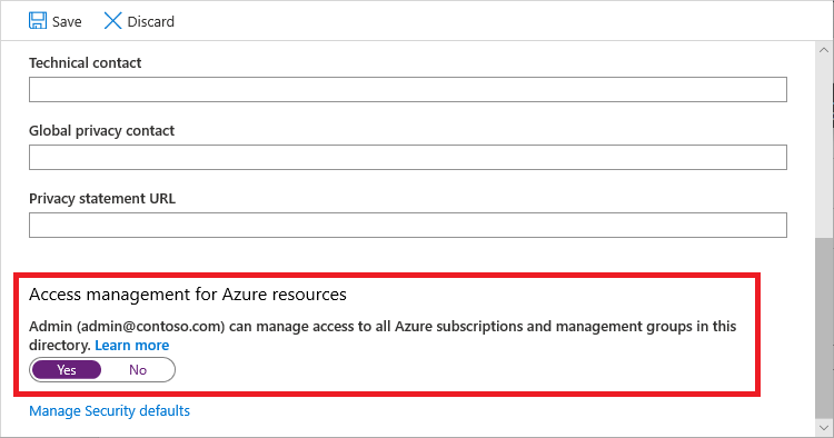 Снимок экрана: управление доступом для ресурсов Azure