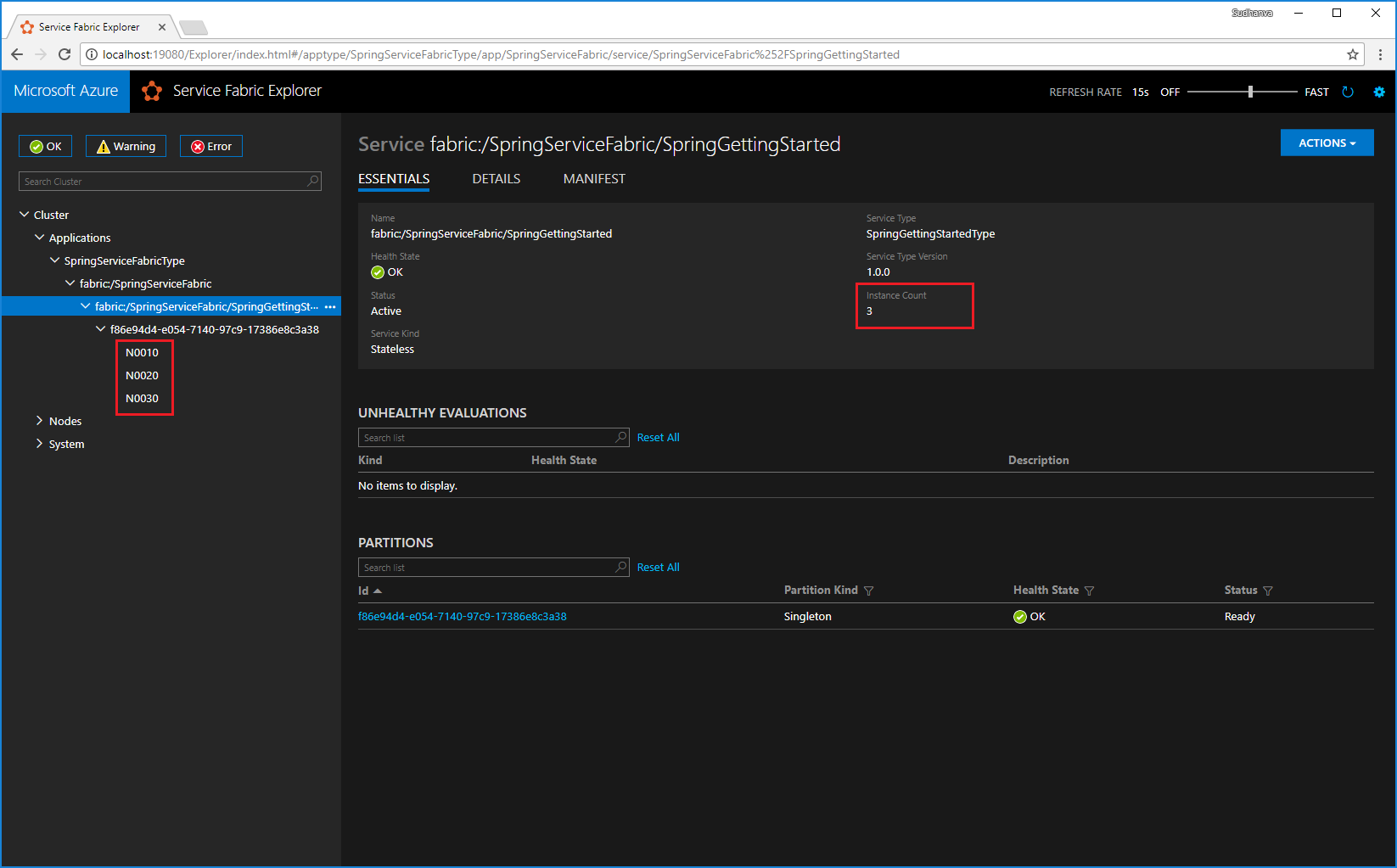 Служба масштабирования Service Fabric Explorer завершена
