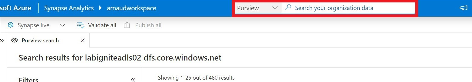 Поиск ресурсов Microsoft Purview