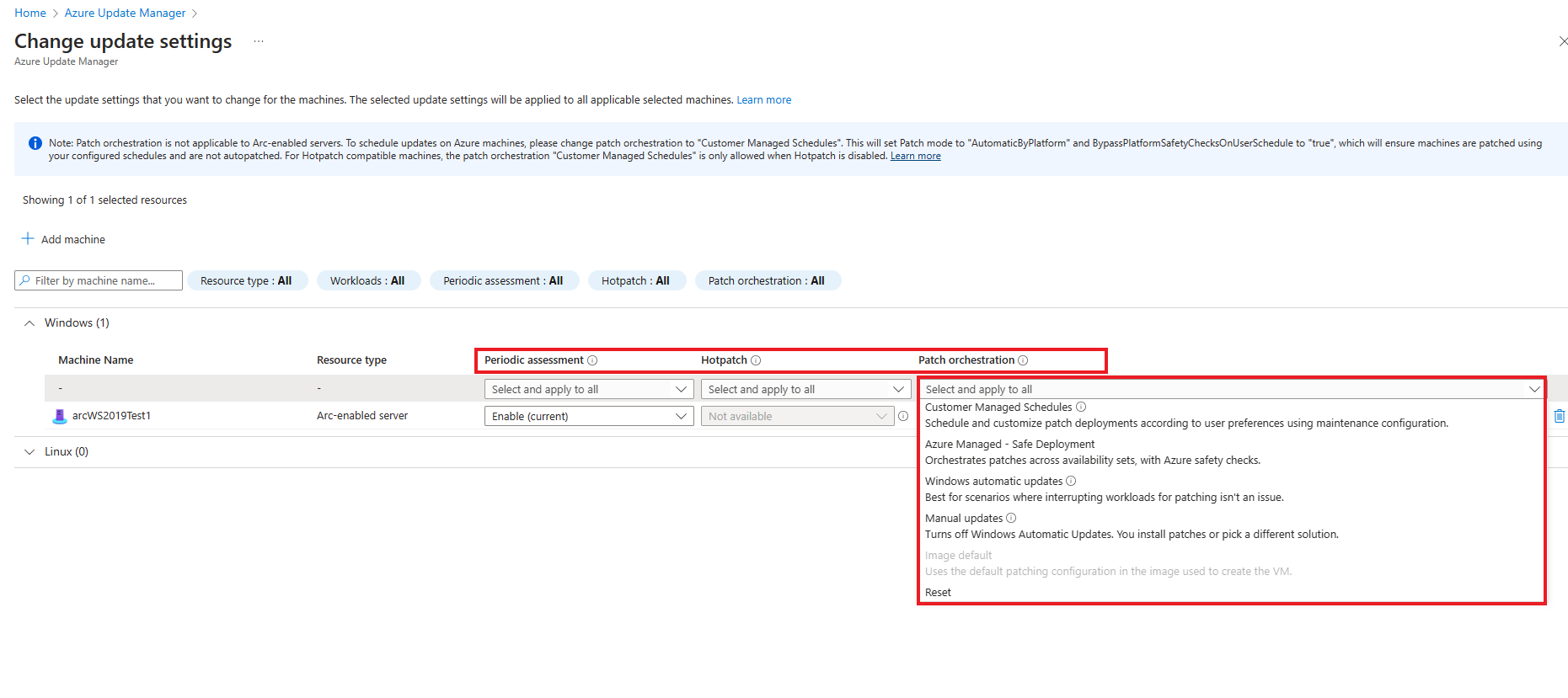 Управление параметрами конфигурации обновления в Диспетчере обновлений  Azure | Microsoft Learn