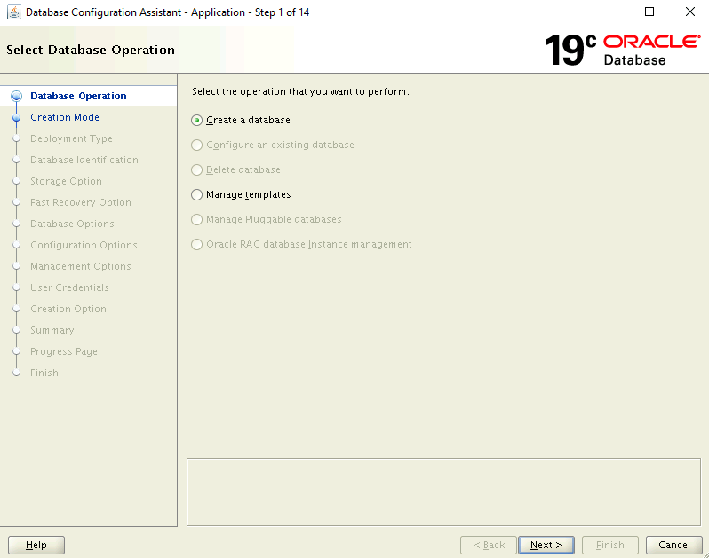 Screenshot of the Database Operation page.