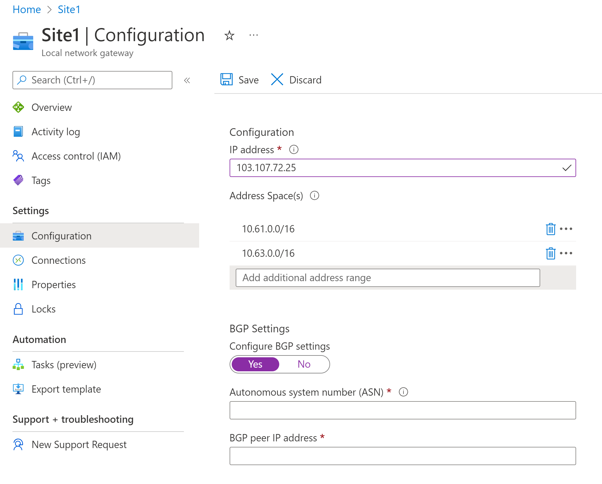 Изменение параметров IP-адреса шлюза: портал Azure - Azure VPN Gateway |  Microsoft Learn