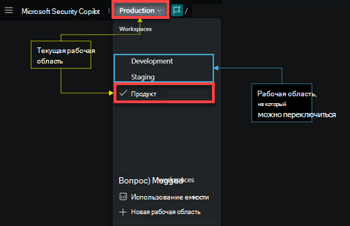 Изображение переключателя рабочей области из элемента навигации.