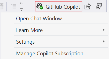 Снимок экрана: кнопка GitHub Copilot.