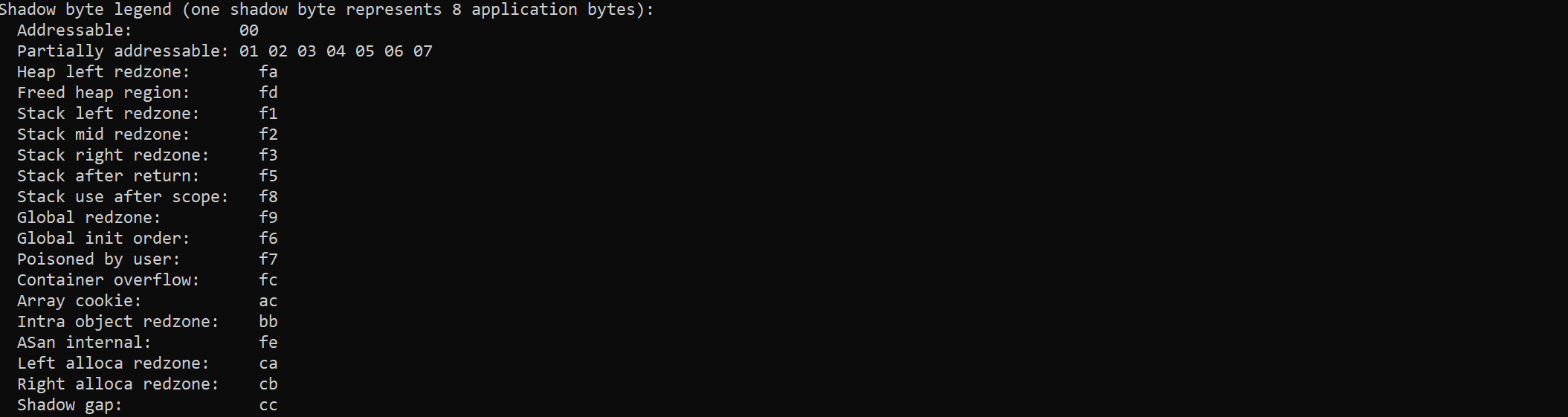 Теневые байты в AddressSanitizer | Microsoft Learn