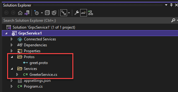 Проект gRPC в Visual Studio 2022