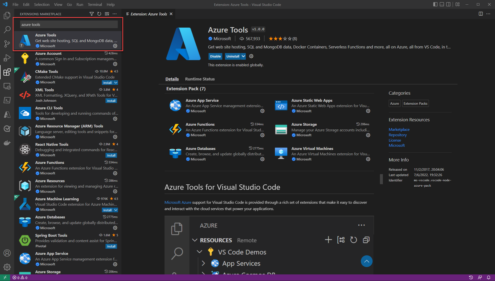 Visual Studio Tools. Visual Studio Azure. Visual Studio code. Настройки вижуал студио.