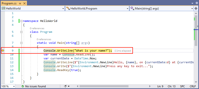 Источник метода выполнения по шагам в Visual Studio (C#)