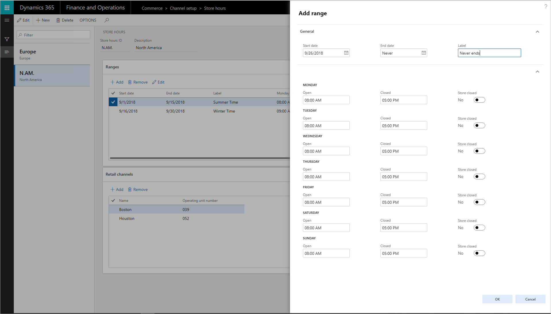 Создание и обновление часов работы - Commerce | Dynamics 365 | Microsoft  Learn