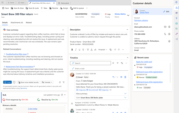 Снимок экрана: сводка по записи, связанной с Copilot.