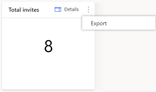 Снимок экрана, показывающий команду «Экспорт» на плитке статистики.