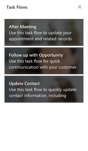 Потоки задач Dynamics 365 для телефонов и планшетов.