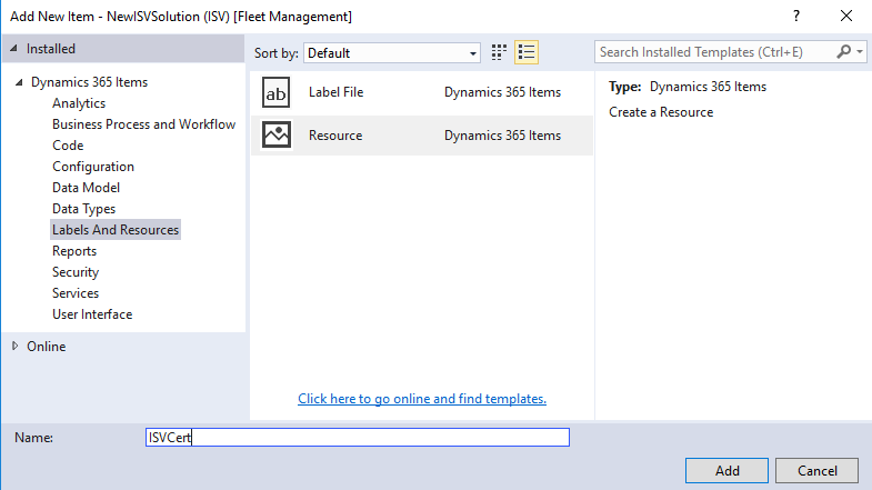Screenshot of clicking Resource.
