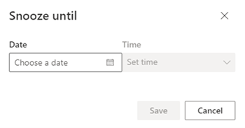 Снимок экрана выбора даты и времени, на которые отложено действие.