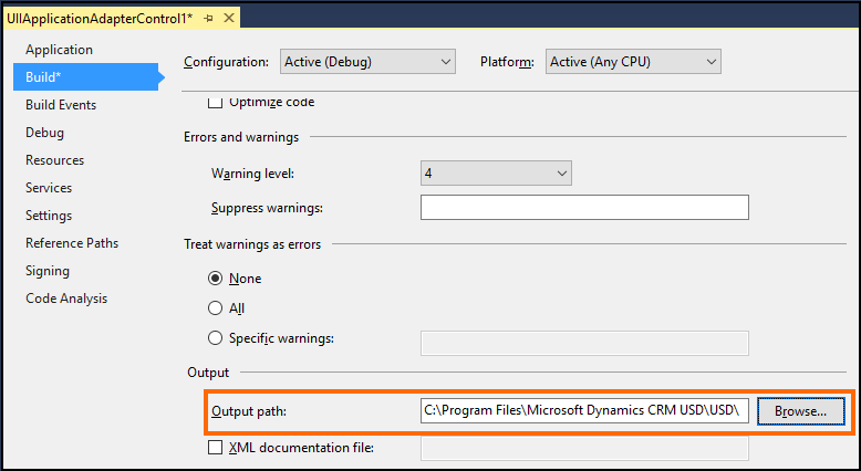 Set the output path of the assembly.