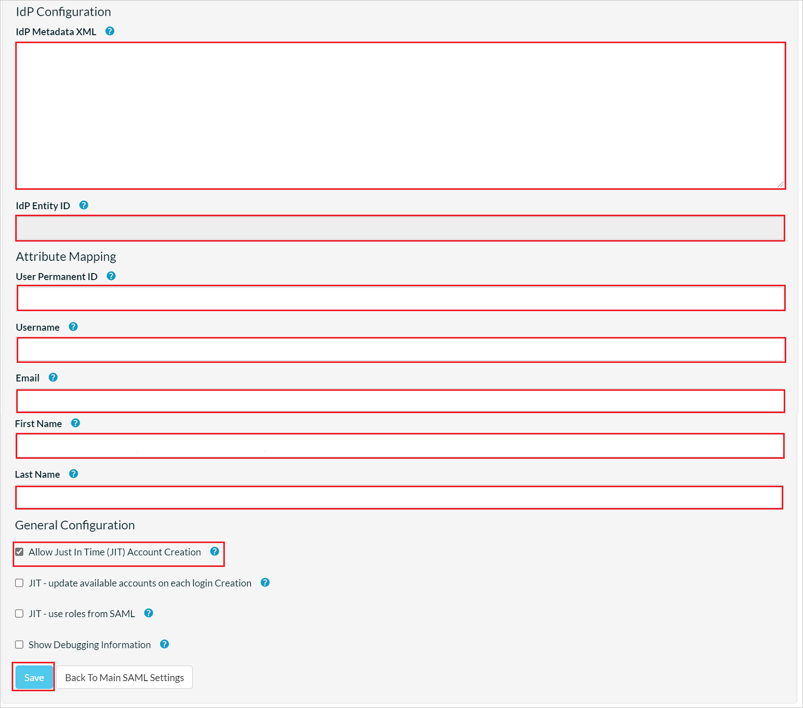 XML-файл метаданных Снимок экрана: XML-файл метаданных IdP.