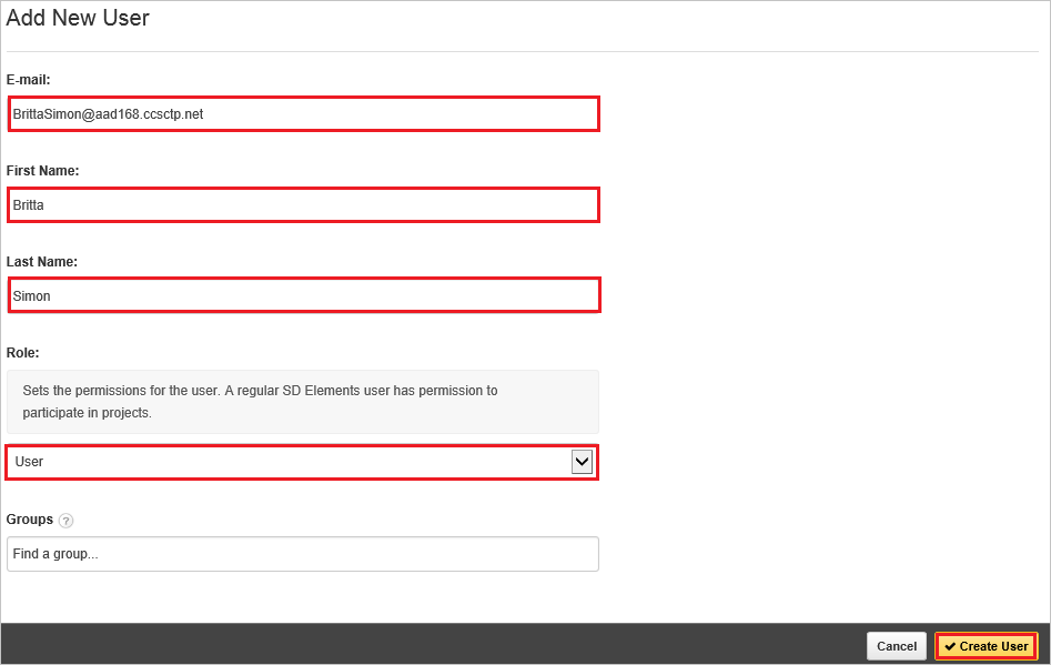 Создание тестового пользователя SD Elements