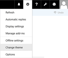Изменение расположения меню темы в Outlook в Интернете.