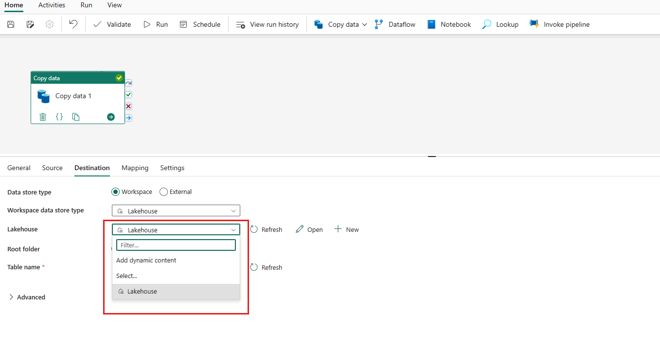Screenshot showing selecting connection.