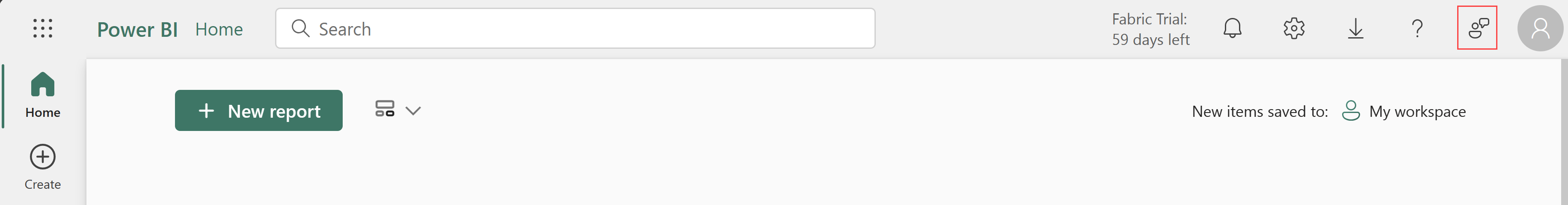снимок экрана: кнопка обратной связи Microsoft Fabric.