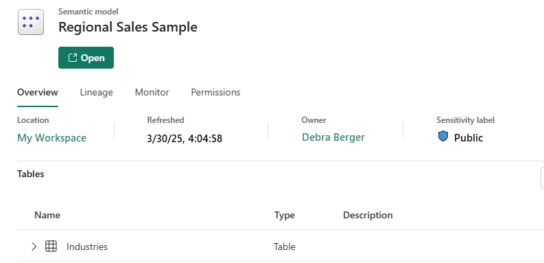 скриншот представления сведений об элементе вкладки 'Обзор'.