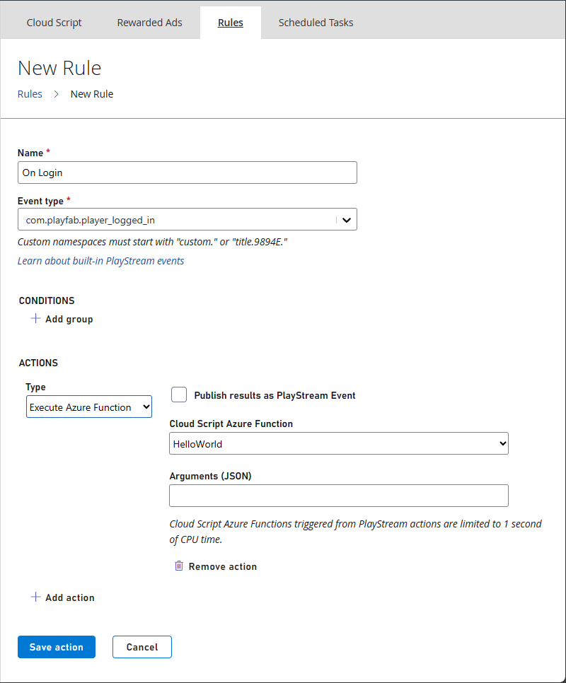 Configure Rule for Azure Functions