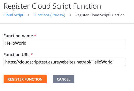 Register CloudScript Function