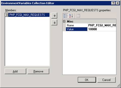 Снимок экрана: диалоговое окно редактора коллекции переменных среды.