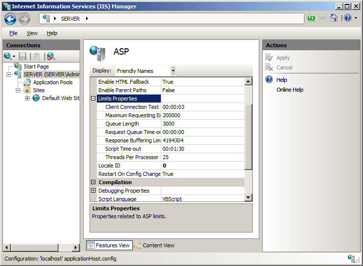 Снимок экрана: область A S P с развернутой областью 