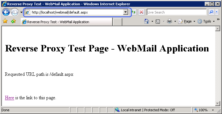 Снимок экрана: веб-браузер с исходным url-адресом, перенаправляющимся на новый url-адрес.