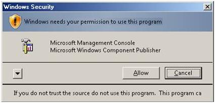 Снимок экрана: диалоговое окно Безопасность Windows оповещений. В тексте предупреждения говорится, что Windows нуждается в вашем разрешении на использование этой программы.