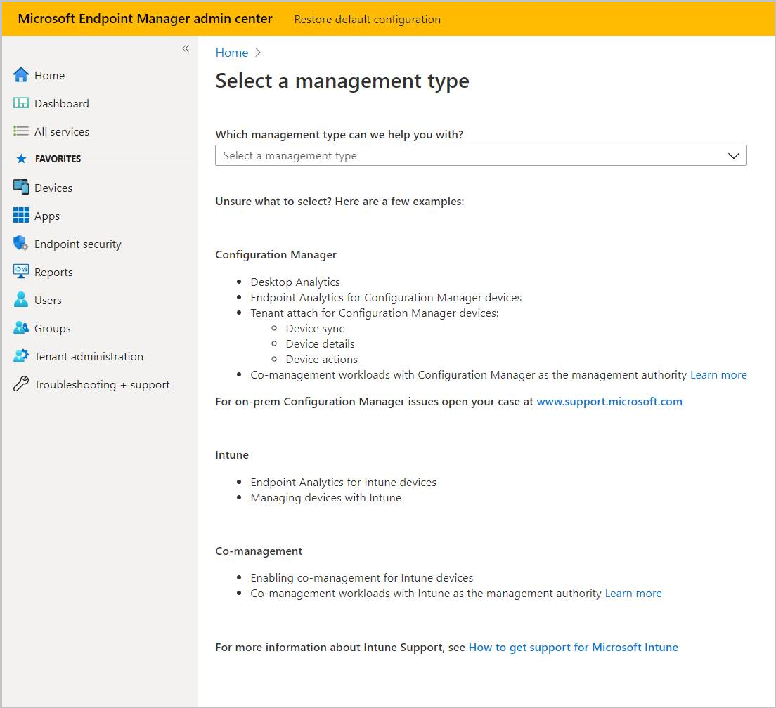 Справка и поддержка по Microsoft Endpoint Manager