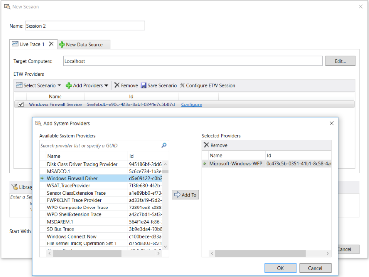 Specifying ETW Providers for Live Trace Session Configuration