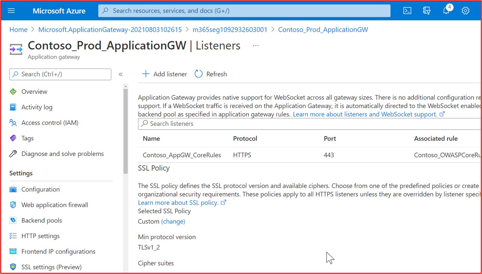 Снимок экрана: входящие веб-подключения с помощью этого WAF