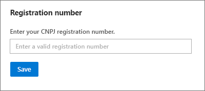 Снимок экрана: поле регистрационного номера для номера C N P J.