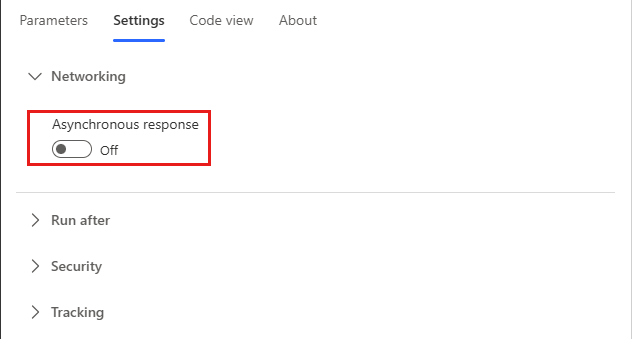 Снимок экрана параметра потока асинхронного ответа.