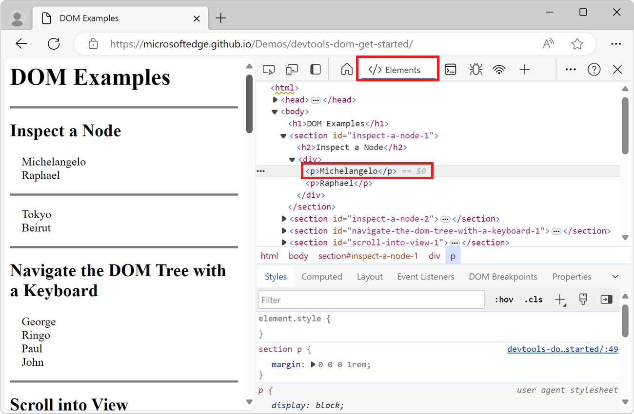 Начало работы по просмотру и изменению DOM - Microsoft Edge Developer  documentation | Microsoft Learn