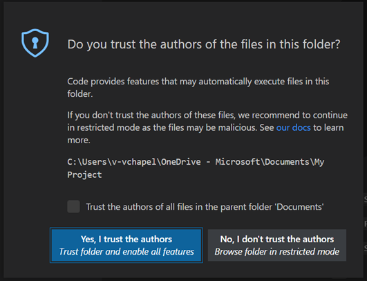 Доверяете ли вы авторам в файлах этой папки?