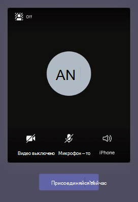 Снимок экрана: экран присоединения к собранию с настройками звука и видео в мобильном клиенте