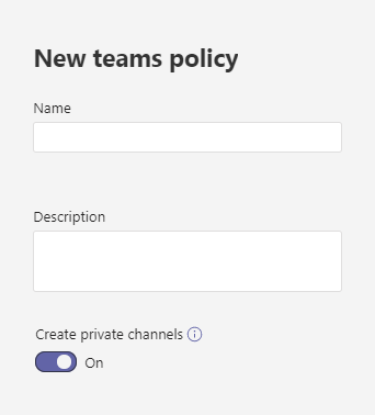 Снимок экрана: параметры политики teams.